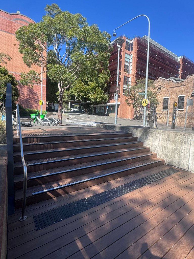 Modwood composite deck stairs with aluminium nosings Pyrmont