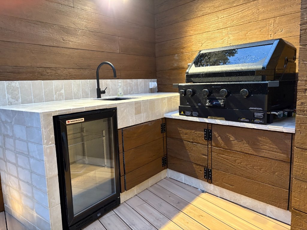 Matador BBQ and glass door fridge outdoor kitchen Sydney 5 Star Decking