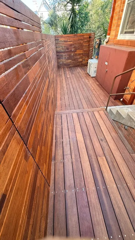 Complete Petersham side-passage transformation with merbau decking screening and gate — 5 Star Decking